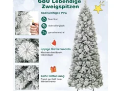 Costway Künstlicher Weihnachtsbaum mit LED-Lichtern Tannenbaum 210cm