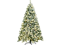 Costway Künstlicher Weihnachtsbaum mit Schnee und Led-Leuchten 180cm