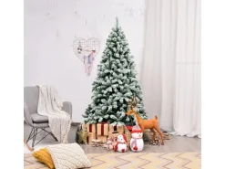 Costway Künstlicher Weihnachtsbaum mit Schnee und Led-Leuchten 180cm
