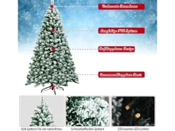 Costway Künstlicher Weihnachtsbaum mit Schnee und Led-Leuchten 180cm