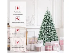 Costway Künstlicher Weihnachtsbaum mit Schnee und Led-Leuchten 180cm