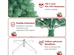 Costway Künstlicher Weihnachtsbaum mit Beleuchtung Tannenbaum 225cm