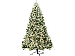 Costway Künstlicher Weihnachtsbaum mit Schnee und Led-Leuchten 225cm