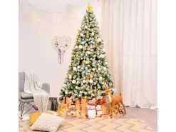 Costway Künstlicher Weihnachtsbaum mit Schnee und Led-Leuchten 225cm