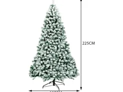 Costway Künstlicher Weihnachtsbaum mit Schnee und Led-Leuchten 225cm