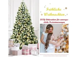 Costway Künstlicher Weihnachtsbaum mit Schnee und Led-Leuchten 225cm