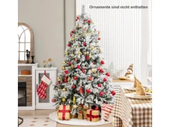 Costway Künstlicher Weihnachtsbaum mit 8 Lichtmodi Weiß 180cm