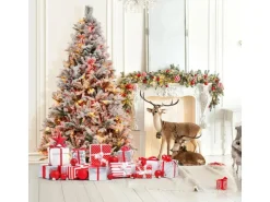 Costway Künstlicher Weihnachtsbaum mit 8 Lichtmodi Weiß 180cm