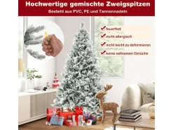 Costway Künstlicher Weihnachtsbaum mit 8 Lichtmodi Weiß 180cm