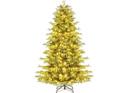 Costway Künstlicher Weihnachtsbaum mit LED-Lichtern 180cm