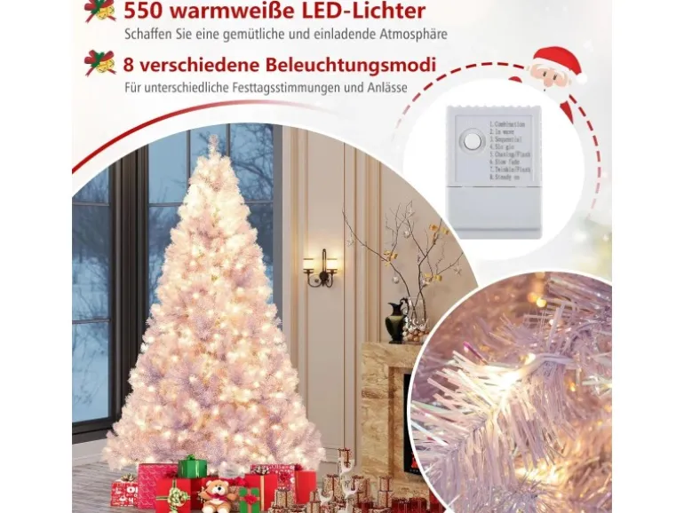 Costway Künstlicher Weihnachtsbaum Tannenbaum Lavendelviolett 225cm