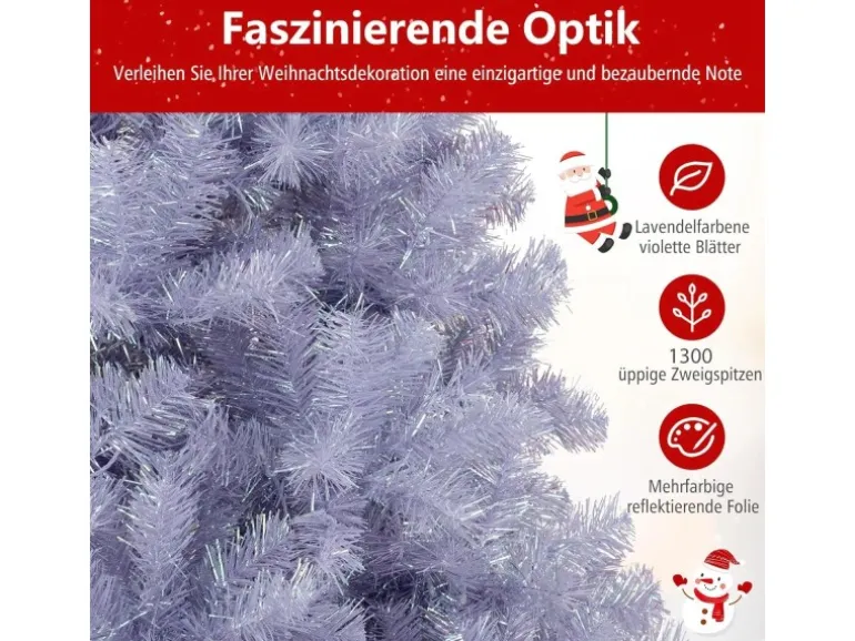 Costway Künstlicher Weihnachtsbaum Tannenbaum Lavendelviolett 225cm