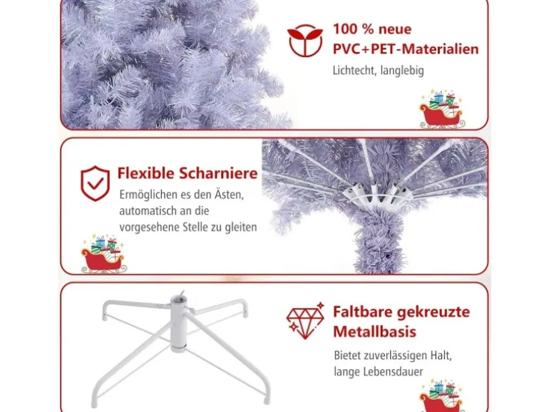 Costway Künstlicher Weihnachtsbaum Tannenbaum Lavendelviolett 225cm