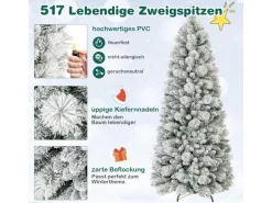 Costway Künstlicher Weihnachtsbaum mit Beleuchtung Tannenbaum 180cm
