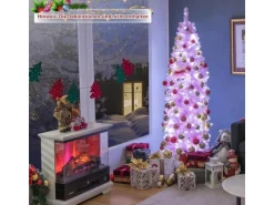 Costway Künstlicher Weihnachtsbaum Bleistift Rosa 180cm