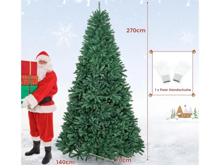 Costway Künstlicher Weihnachtsbaum mit Metallständer 270 cm