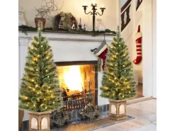 Costway Künstlicher Weihnachtsbaum & Beleuchtung & Timer & Grün 120cm