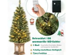 Costway Künstlicher Weihnachtsbaum & Beleuchtung & Timer & Grün 120cm