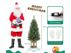 Costway Künstlicher Weihnachtsbaum & Beleuchtung & Timer & Grün 120cm