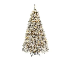 Costway Künstlicher Weihnachtsbaum mit Warmweißen Led-Leuchten 180cm
