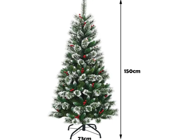 Costway Künstlicher Weihnachtsbaum 150cm mit 339 Schneebedeckte Zweige