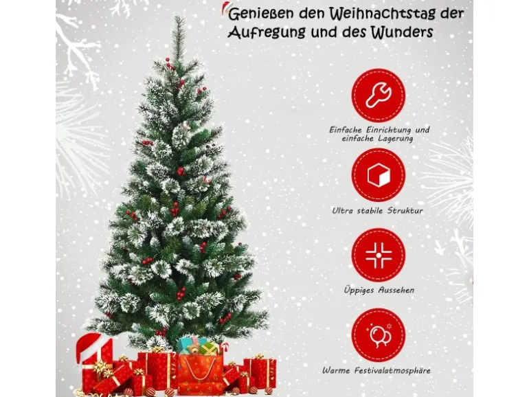 Costway Künstlicher Weihnachtsbaum 150cm mit 339 Schneebedeckte Zweige