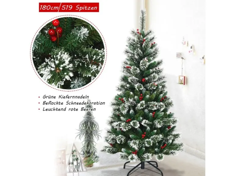 Costway Künstlicher Weihnachtsbaum 150cm mit 339 Schneebedeckte Zweige