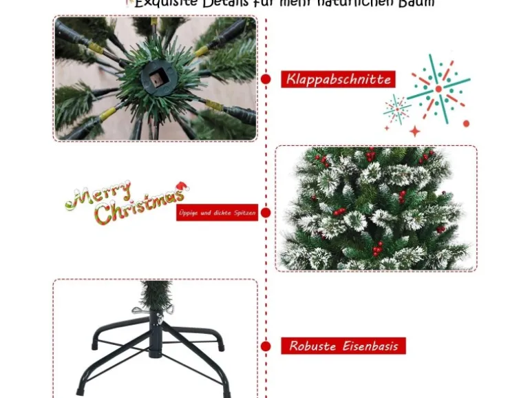 Costway Künstlicher Weihnachtsbaum 150cm mit 339 Schneebedeckte Zweige