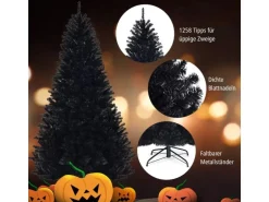 Costway Künstlicher Weihnachtsbaum mit Klappsystem Schwarz 225cm