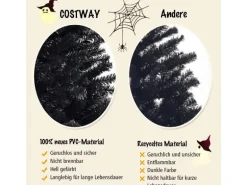 Costway Künstlicher Weihnachtsbaum mit Klappsystem Schwarz 225cm