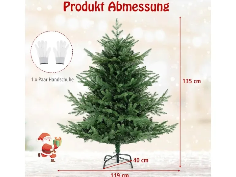 Costway Künstlicher Weihnachtsbaum mit Beleuchtung 135 cm
