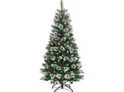 Costway Künstlicher Weihnachtsbaum 180cm mit Roten Beeren PVC Nadeln