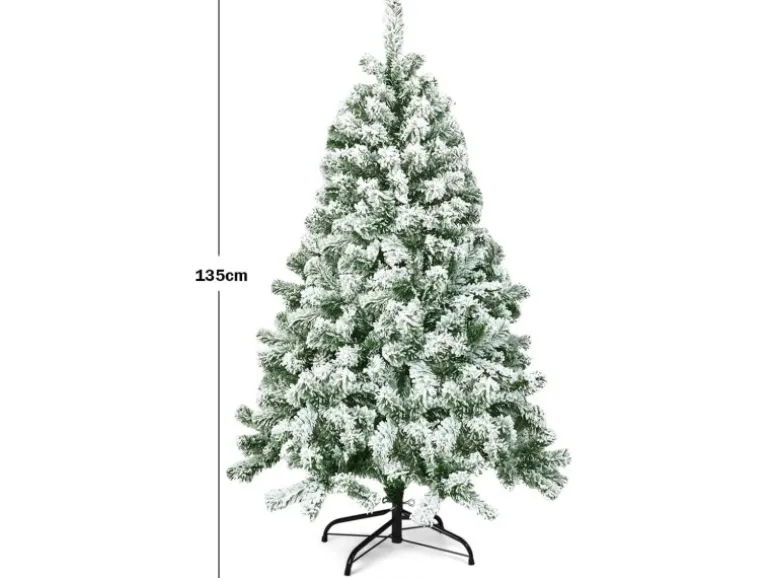 Costway Künstlicher Weihnachtsbaum mit Schnee und Led-Leuchten 135cm