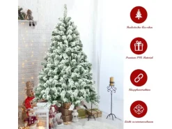 Costway Künstlicher Weihnachtsbaum mit Schnee und Led-Leuchten 135cm