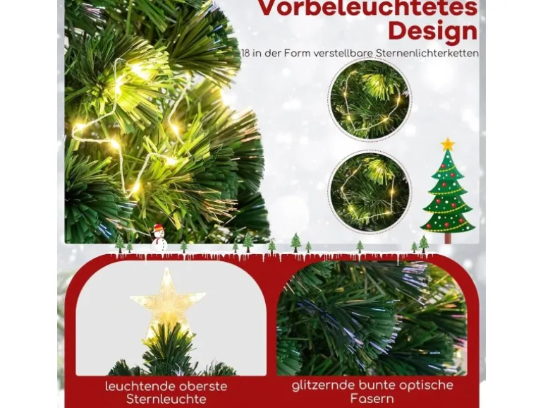Costway Künstlicher Weihnachtsbaum mit Beleuchtung Tannenbaum 120cm