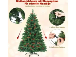 Costway Künstlicher Weihnachtsbaum mit Warmweißer Leds 135cm