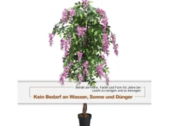 Costway Kunstbaum mit Blättern & 2 Stämmen Kunstblume Rosa 180 cm