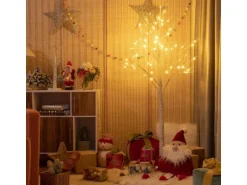 Costway LED Lichterbaum Birkenbaum Tannenbaum Christbaum 150cm