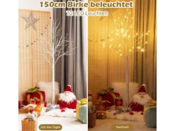Costway LED Lichterbaum Birkenbaum Tannenbaum Christbaum 150cm