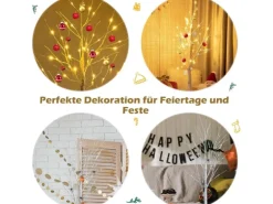 Costway LED Lichterbaum Birkenbaum Tannenbaum Christbaum 150cm