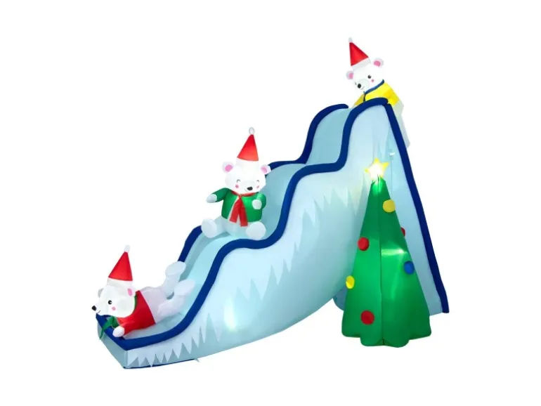 Costway LED Schneerutsche & Weihnachtsbaum & 3 Eisbären 220cm