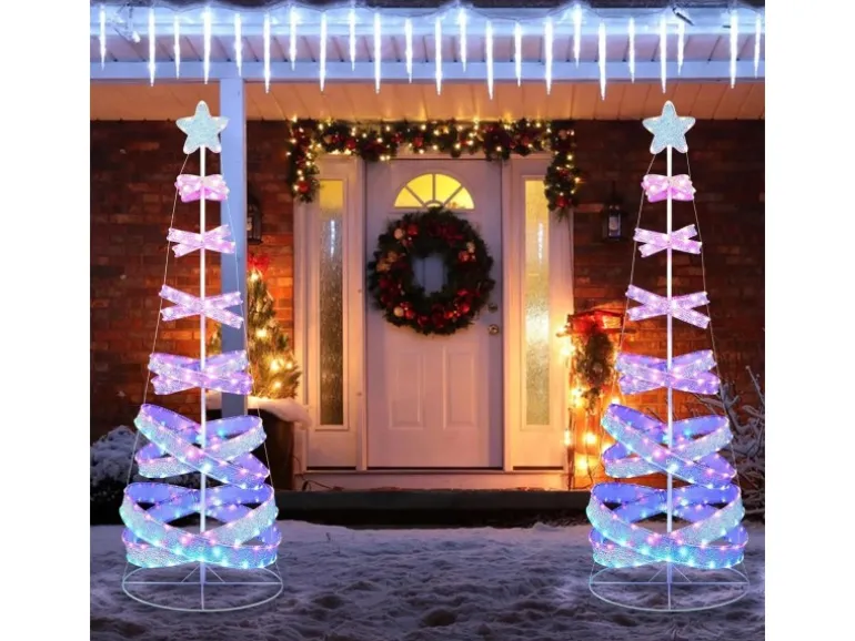 Costway Led Spiral Weihnachtsbaum Beleuchteter Tannenbaum 210cm