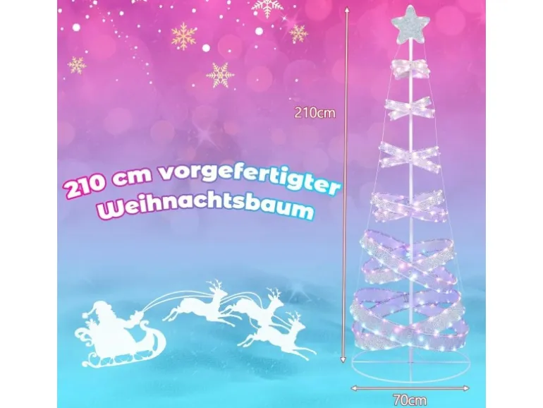 Costway Led Spiral Weihnachtsbaum Beleuchteter Tannenbaum 210cm