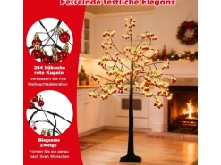 Costway Leuchtbaum mit 480 Leds & 384 Kugeln 150 cm Weihnachtsdeko