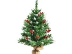 Costway Mini Künstlicher Weihnachtsbaum mit Roten Beeren 60 cm