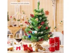 Costway Mini Künstlicher Weihnachtsbaum mit Roten Beeren 60 cm