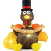Costway Thanksgiving Deko Aufblasbar Truthahn mit Kürbis 150 cm