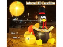 Costway Thanksgiving Deko Aufblasbar Truthahn mit Kürbis 150 cm