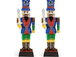 Costway Weihnachten Nussknacker Figur Groß mit Schwert 2er Set 184 cm