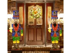 Costway Weihnachten Nussknacker Figur Groß mit Schwert 2er Set 184 cm